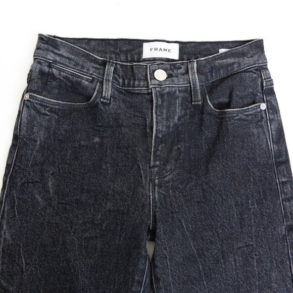 NEW FRAME Le High Straight Jeans Mid Rise Ankle Black Acid Wash Edgey - Picture 4 of 14